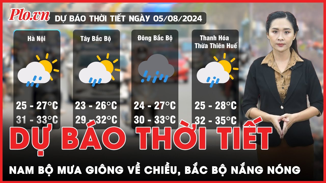 Dự báo thời tiết 5-8: Bắc Bộ, Trung Bộ nắng nóng; Nam Bộ mưa giông về chiều tối | Tin nhanh