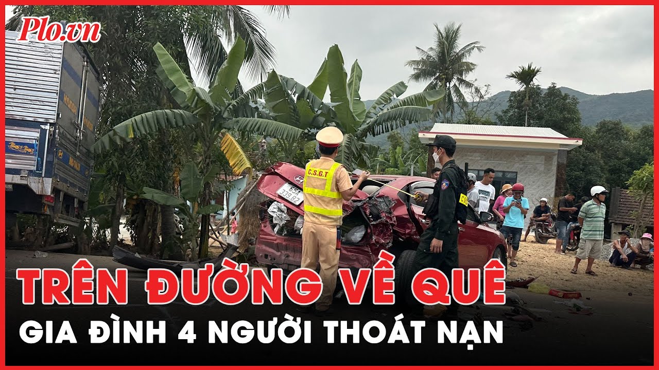 Tai nạn trên đường về quê, 4 người trong gia đình thoát nạn - PLO