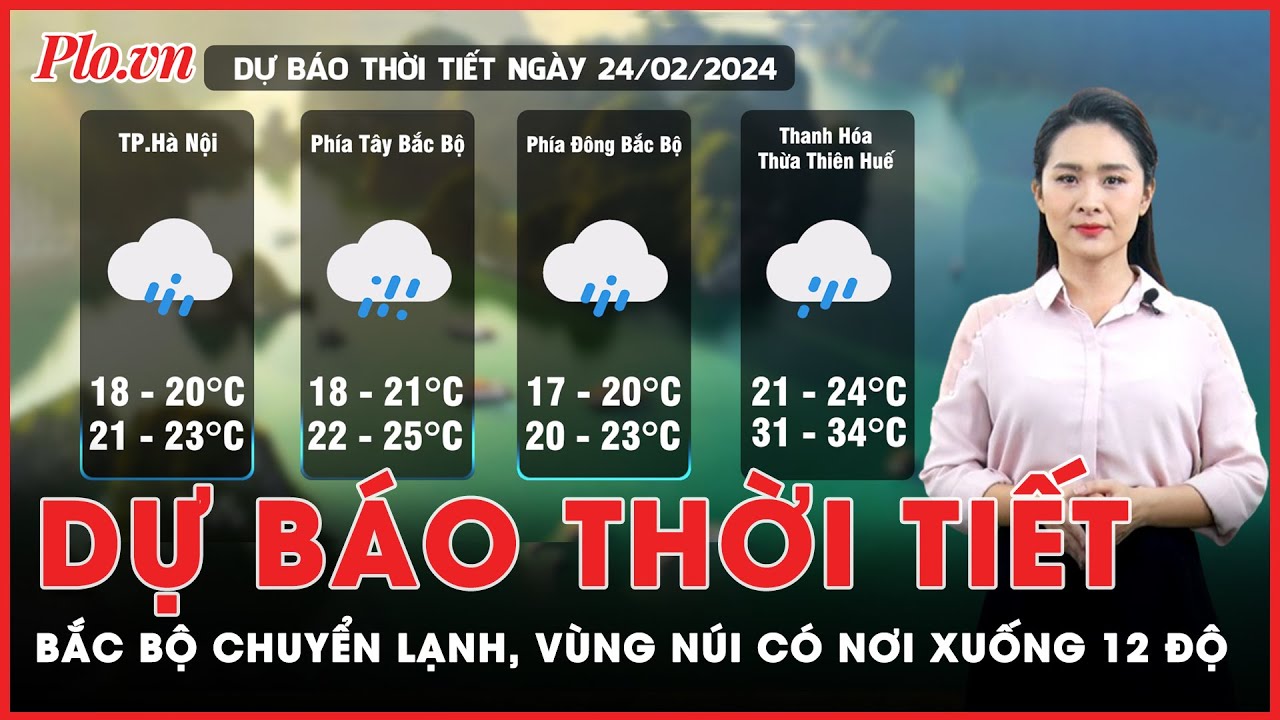 Dự báo thời tiết ngày 24-2: Bắc bộ trời chuyển lạnh, trời mưa vài nơi vùng núi trời chuyển rét | PLO