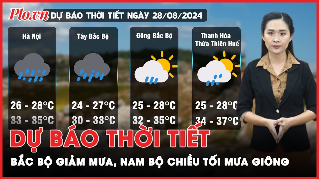 Dự báo thời tiết 28-8: Bắc Bộ giảm mưa, Nam Bộ và Tây Nguyên chiều tối mưa to đến rất to | Tin nhanh