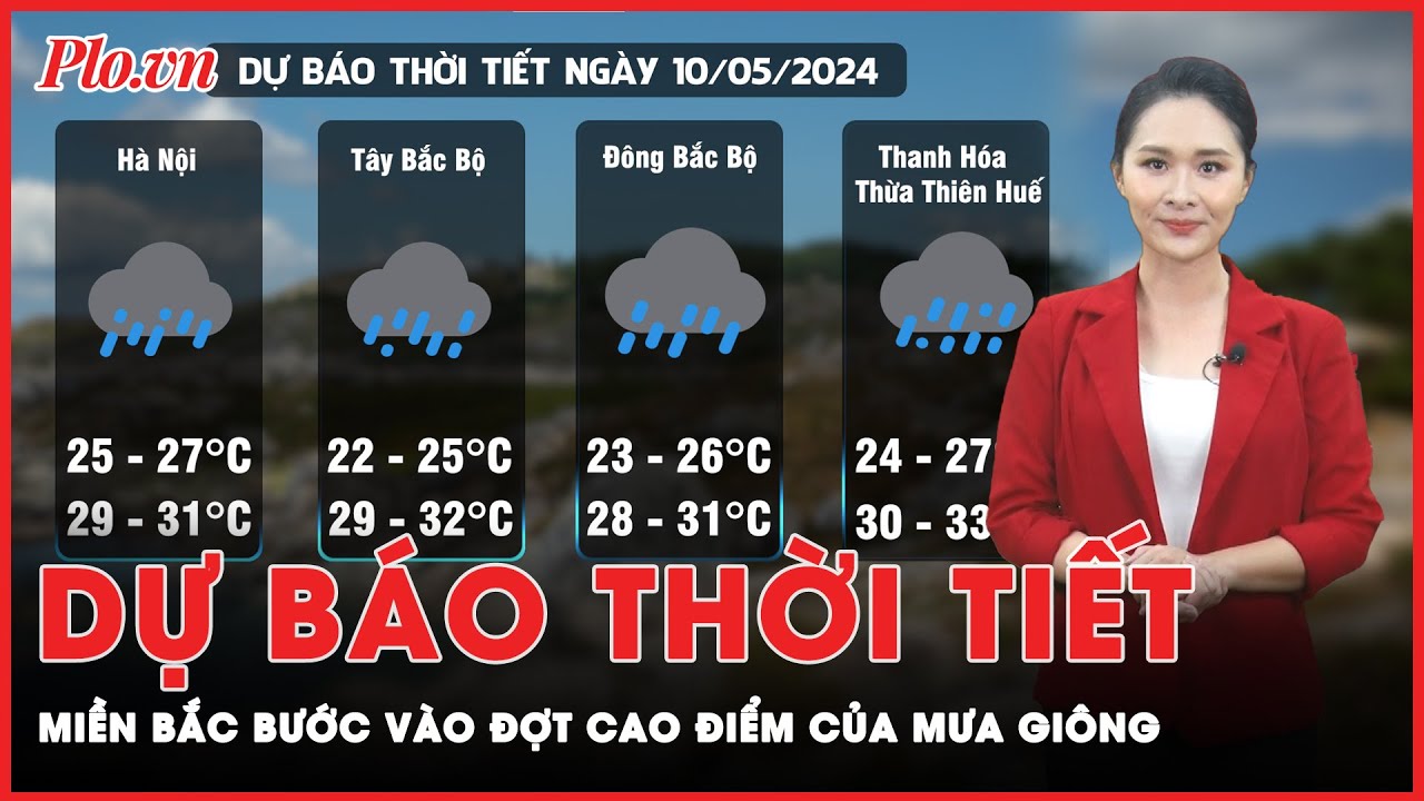 Dự báo thời tiết 10-5: Miền Bắc vào đợt cao điểm mưa giông, Miền Nam tiếp tục nắng nóng gay gắt