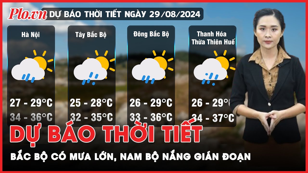 Dự báo thời tiết 29-8: Bắc Bộ có mưa lớn cục bộ, Nam Bộ ngày nắng gián đoạn | Tin nhanh