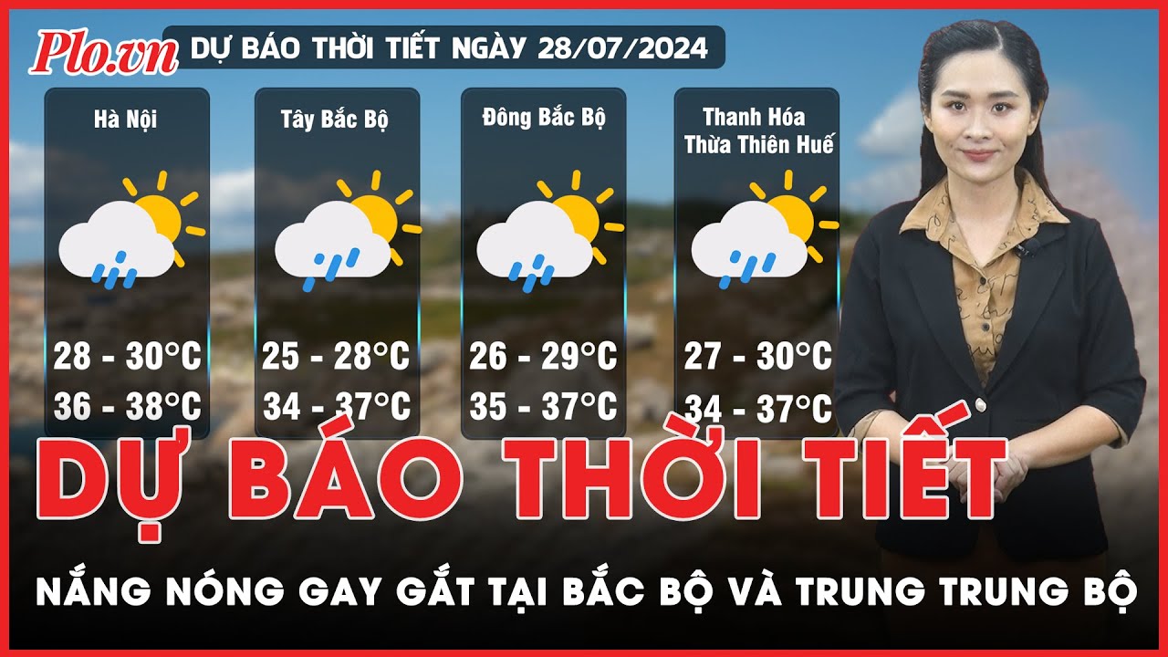 Dự báo thời tiết 28-7: Bắc Bộ, Bắc và Trung Trung Bộ hứng nắng nóng | Tin nhanh