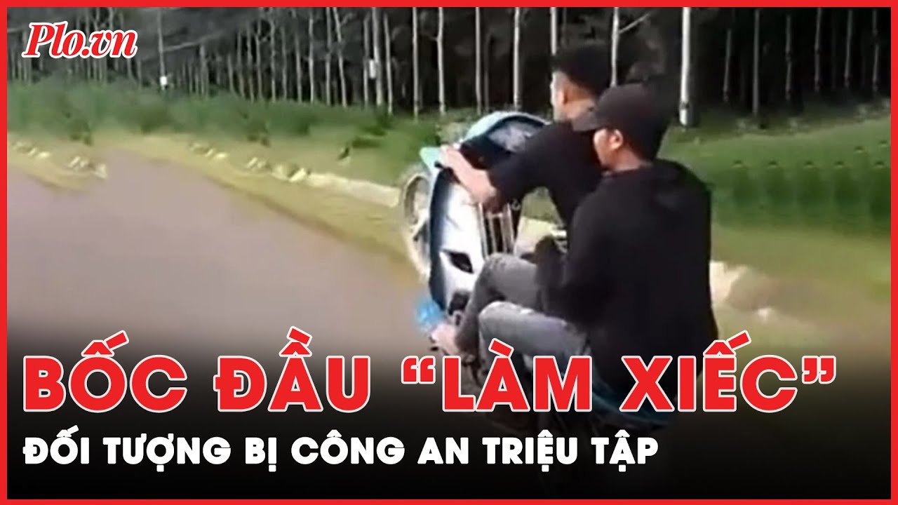 2 thanh niên chạy xe máy bốc đầu 'làm xiếc' trên đường | Tin nhanh PLO