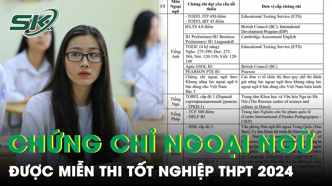 Những Chứng Chỉ Ngoại Ngữ Được Sử Dụng Để Miễn Thi Tốt Nghiệp Thpt 2024? | SKĐS