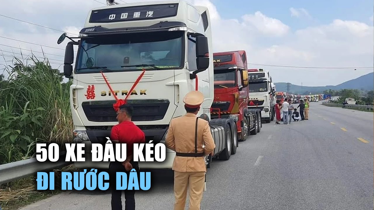 Đoàn 50 xe đầu kéo rước dâu bị CSGT nhắc nhở