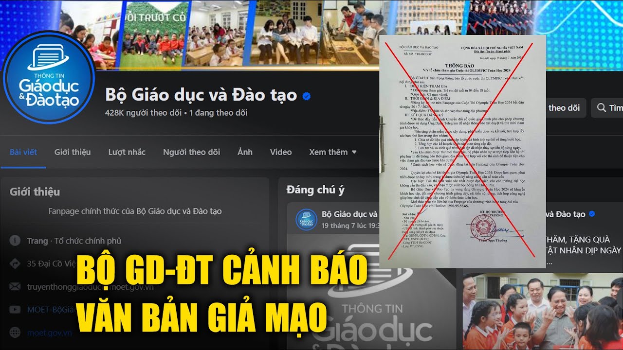 Bộ GD-ĐT cảnh báo văn bản giả mạo thông báo tham gia thi Olympic toán học