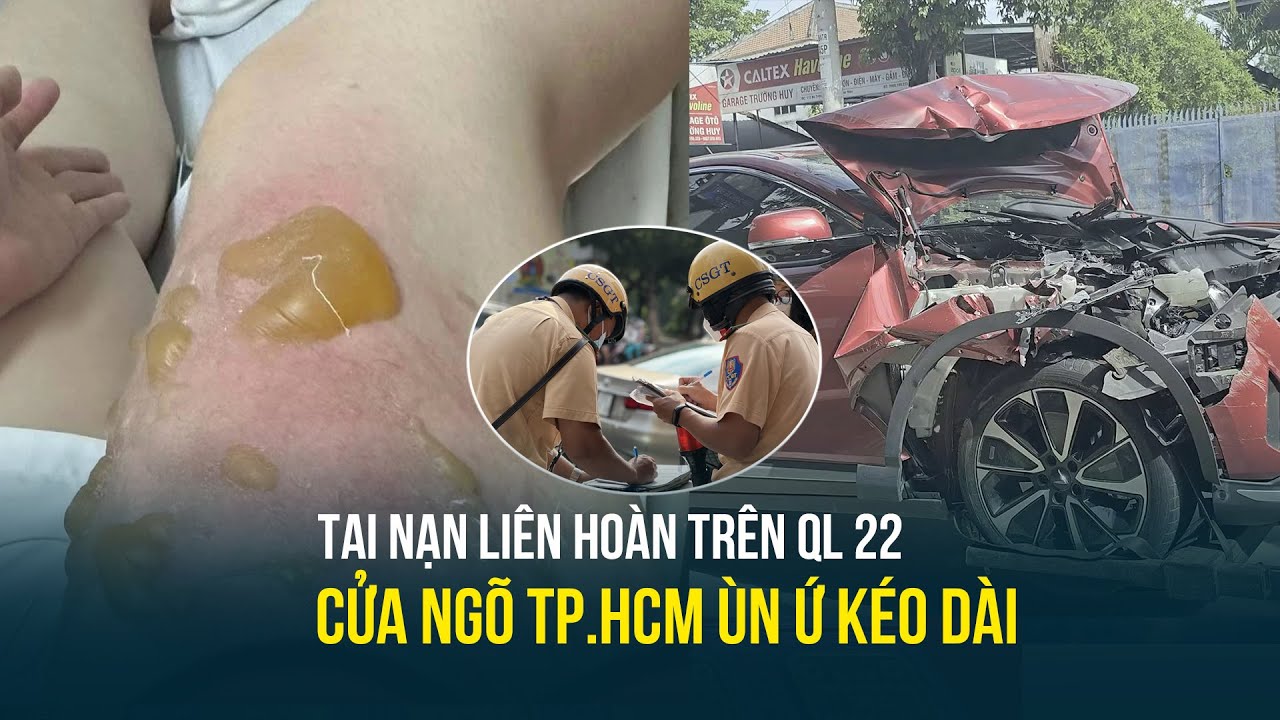 Tai nạn liên hoàn trên quốc lộ 22, cửa ngõ tây bắc ùn ứ kéo dài