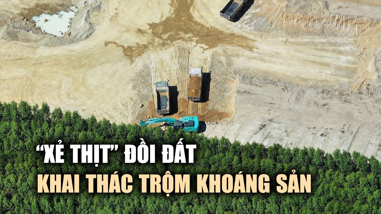 “Xẻ thịt” đồi đất ven hồ sông Dinh, khai thác trộm khoáng sản