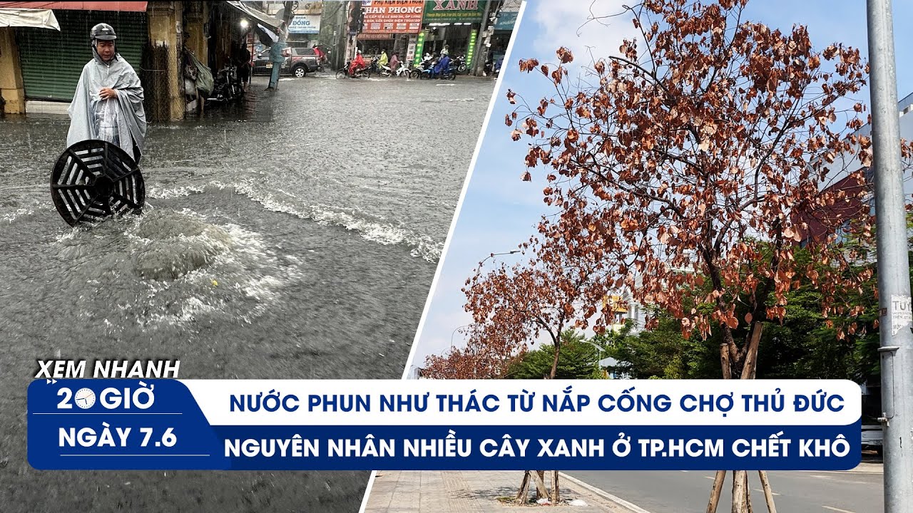 XEM NHANH 20H 7/6: Chợ Thủ Đức lại thành “rốn ngập” | Vì sao nhiều cây xanh ở TP.HCM chết khô?