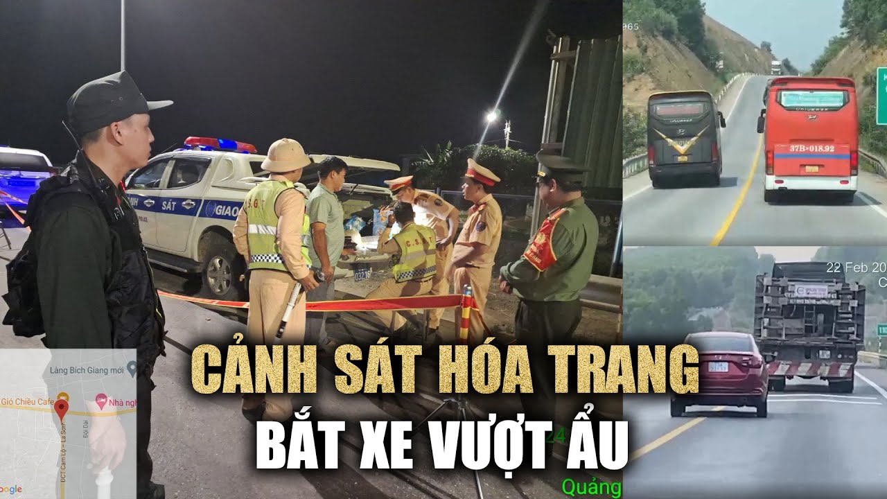 Cảnh sát hóa trang xử lý xe vượt ẩu trên cao tốc Cam Lộ - La Sơn