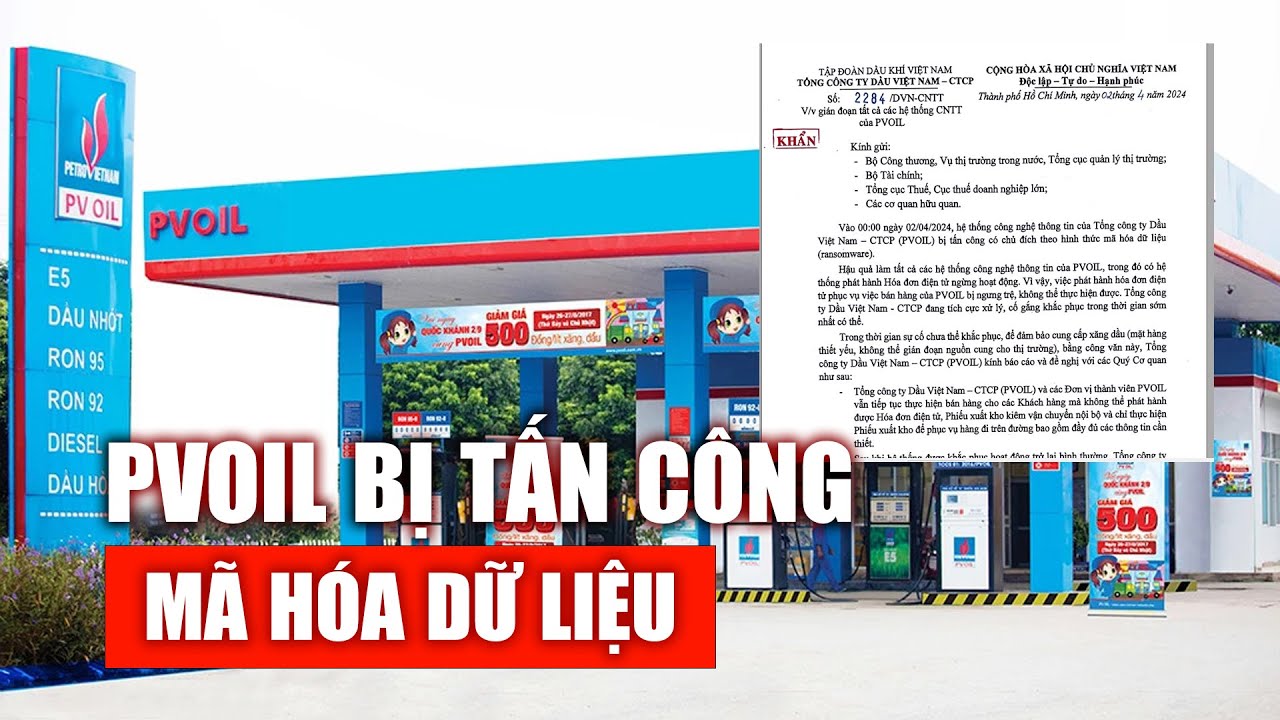 PVOIL bị tấn công mã hóa dữ liệu, không thể phát hành hóa đơn điện tử