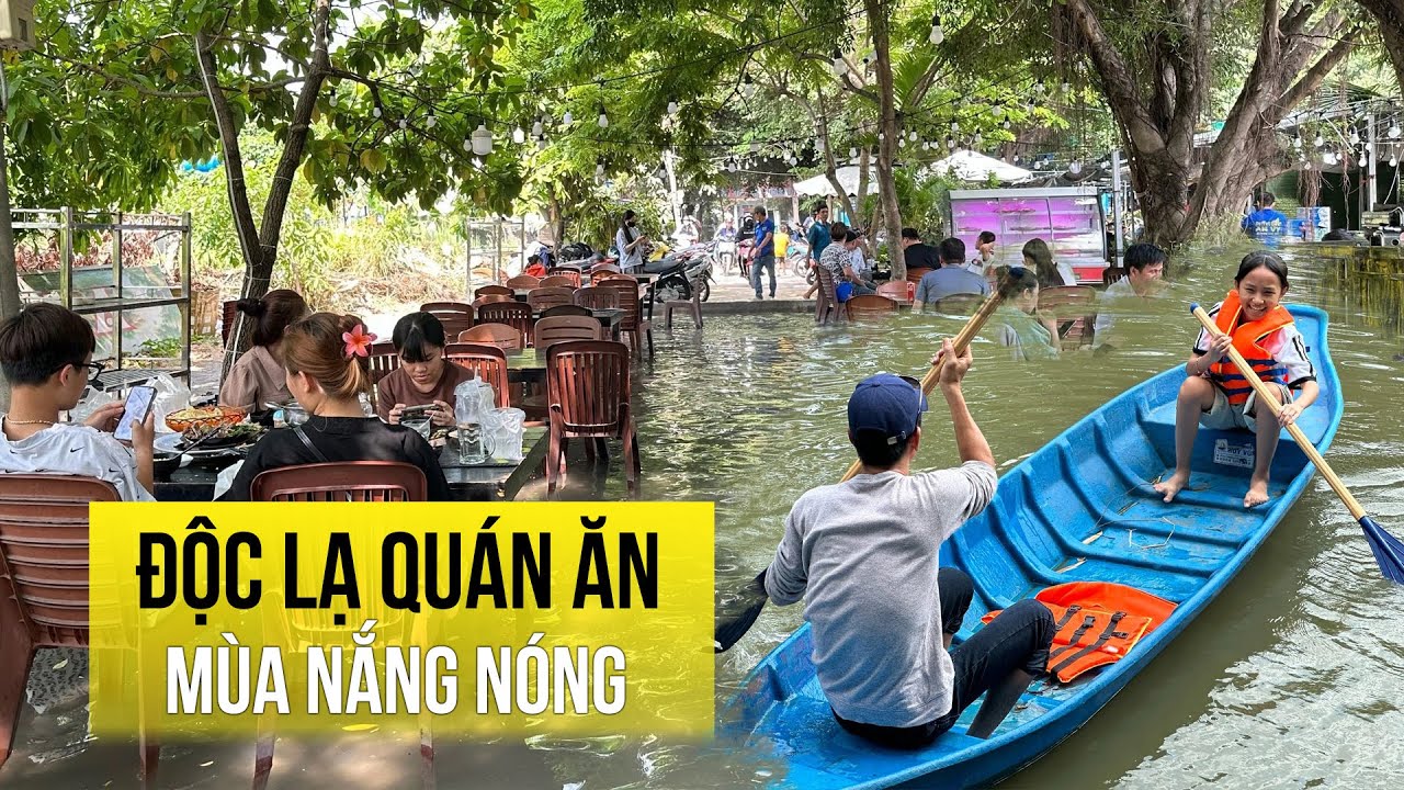 Độc lạ quán ăn TP.HCM mùa nắng nóng: Khách vừa ăn vừa… bì bõm lội nước