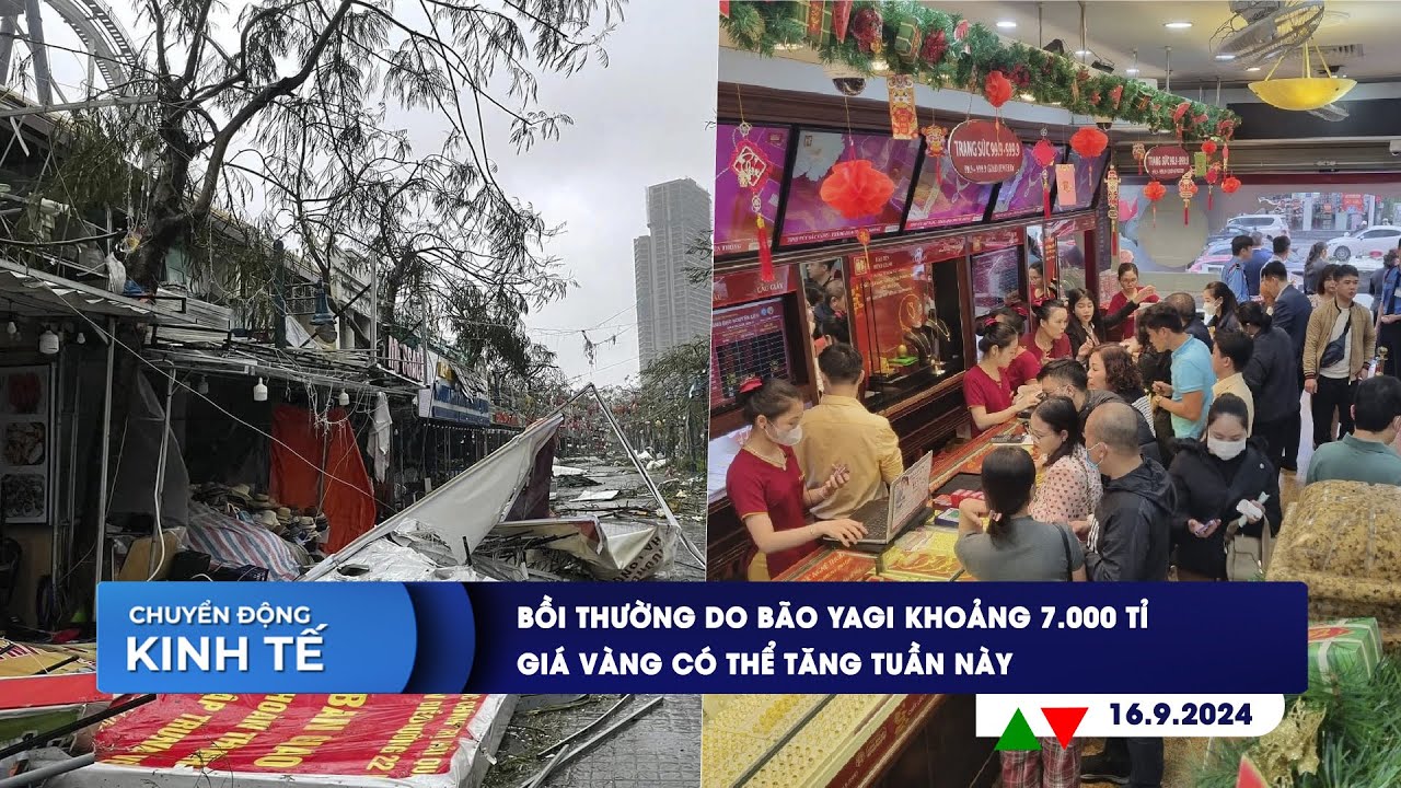 CHUYỂN ĐỘNG KINH TẾ 16/9: Bồi thường do bão Yagi khoảng 7.000 tỉ | Giá vàng có thể tăng tuần này