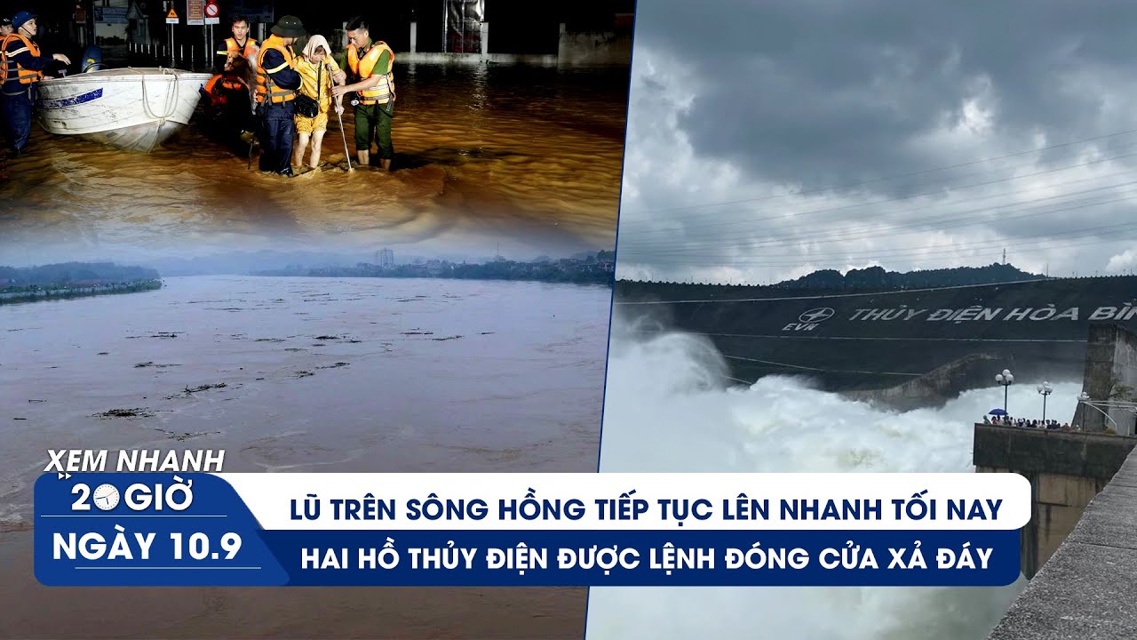 XN 20H 10/9: Lũ sông Hồng vượt mốc lịch sử 1968; Yên Bái công bố khẩn cấp; Lắp cầu phao sau sập cầu