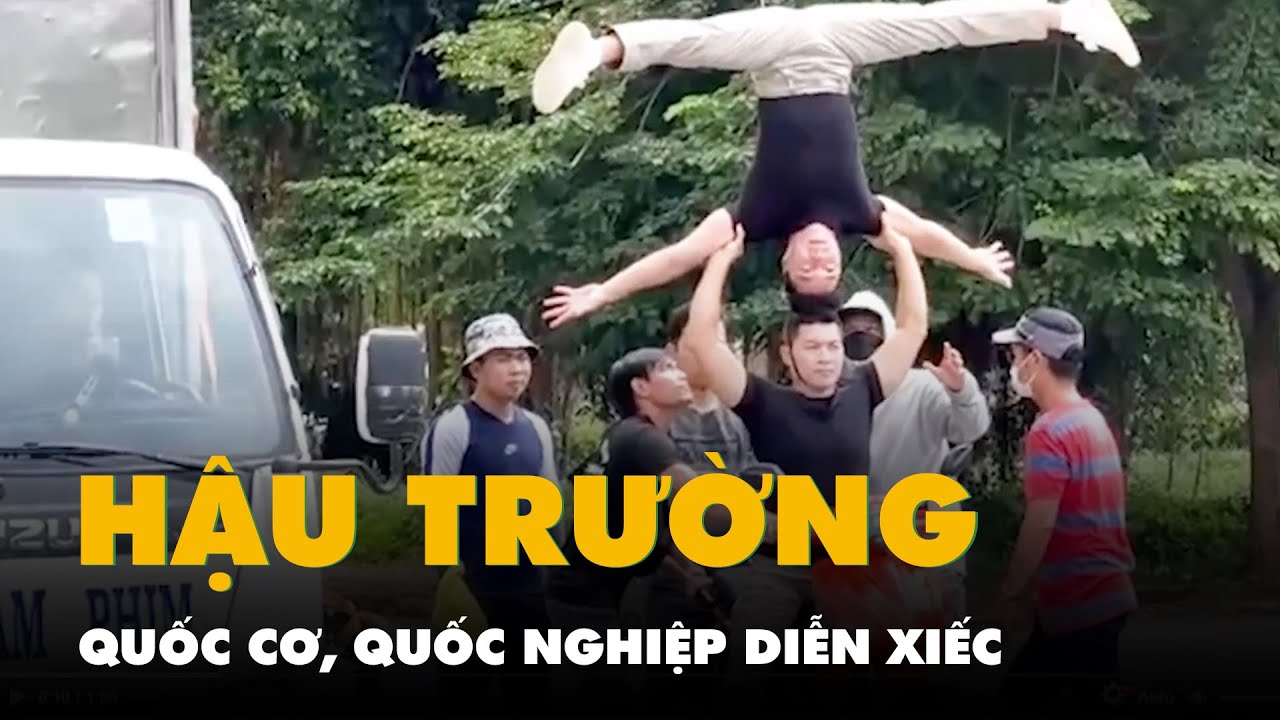 Video hậu trường 2 nghệ sĩ Quốc Cơ, Quốc Nghiệp diễn xiếc chồng đầu lái xe máy