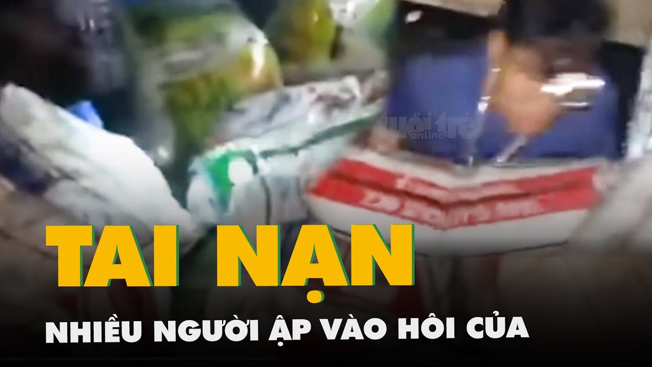 Video xe tải chở gạo nếp bị tai nạn, hàng chục người ập vào hôi của