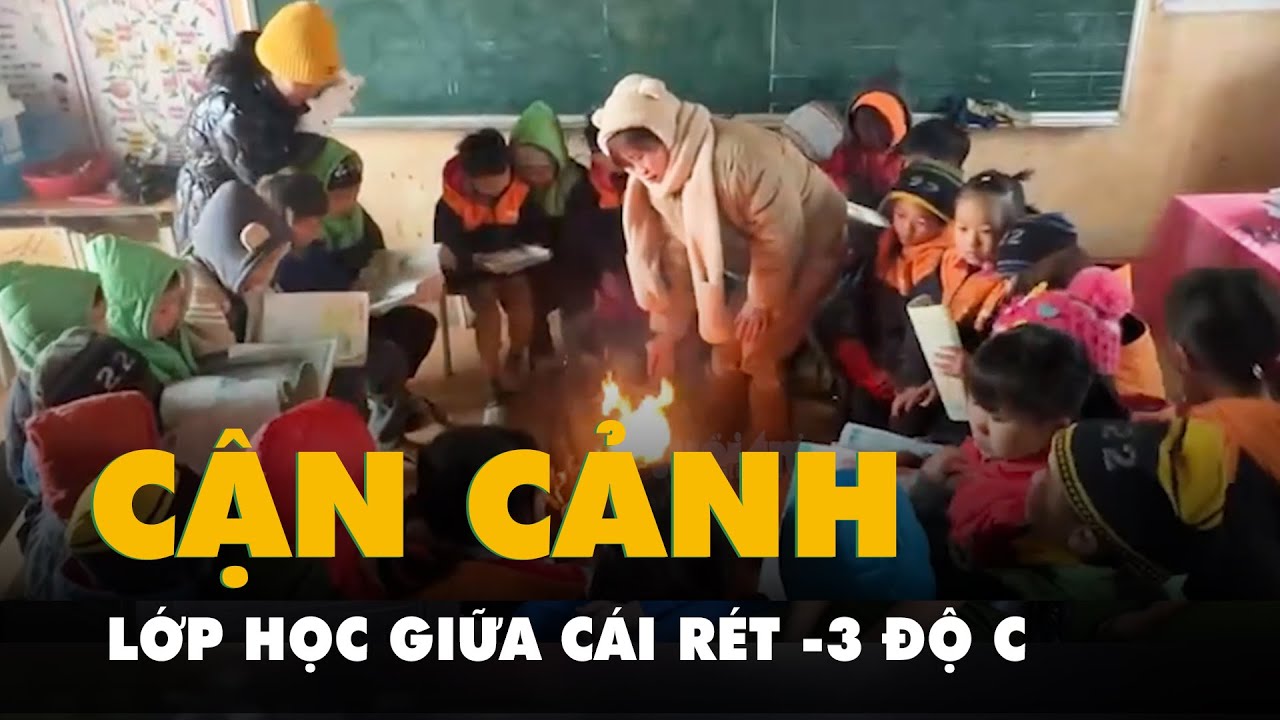 Cận cảnh lớp học giữa cái rét -3 độ C, mâm cơm vừa dọn ra, bát thịt đã đông lại