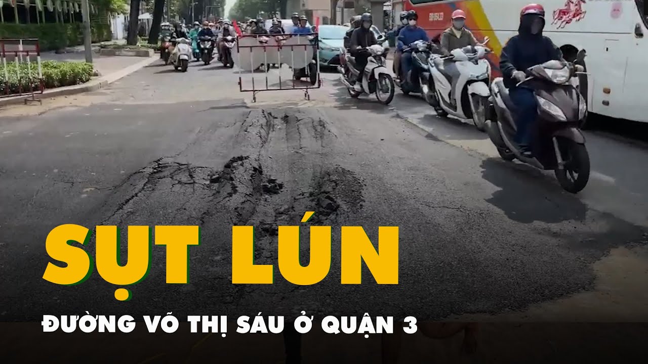 Đường Võ Thị Sáu ở quận 3 xuất hiện các vết nứt và sụt lún