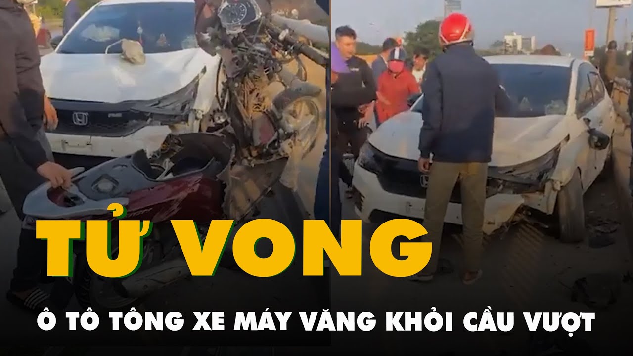 Hai cô gái đi xe máy bị ô tô tông văng khỏi cầu vượt, tử vong