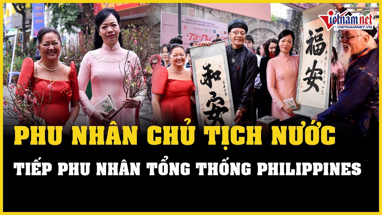 Phu nhân Chủ tịch nước và phu nhân Tổng thống Philippines thăm chợ hoa Tết | Báo VietNamNet