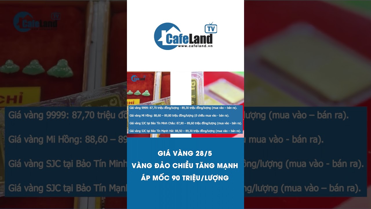 Giá vàng 28/5: Vàng ĐẢO CHIỀU TĂNG MẠNH, áp mốc 90 triệu/lượng | CafeLand