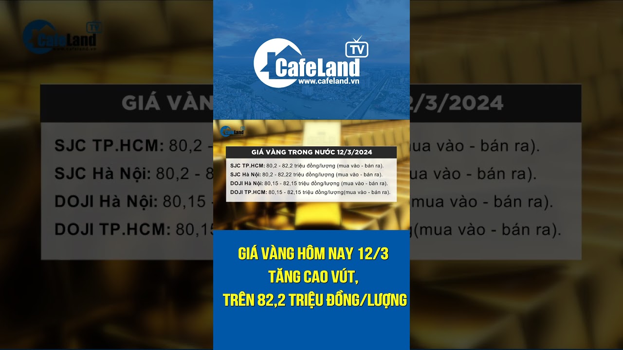 Giá vàng 12/3 tăng cao vút, vàng SJC trên 82,2 triệu đồng/lượng  | CafeLand