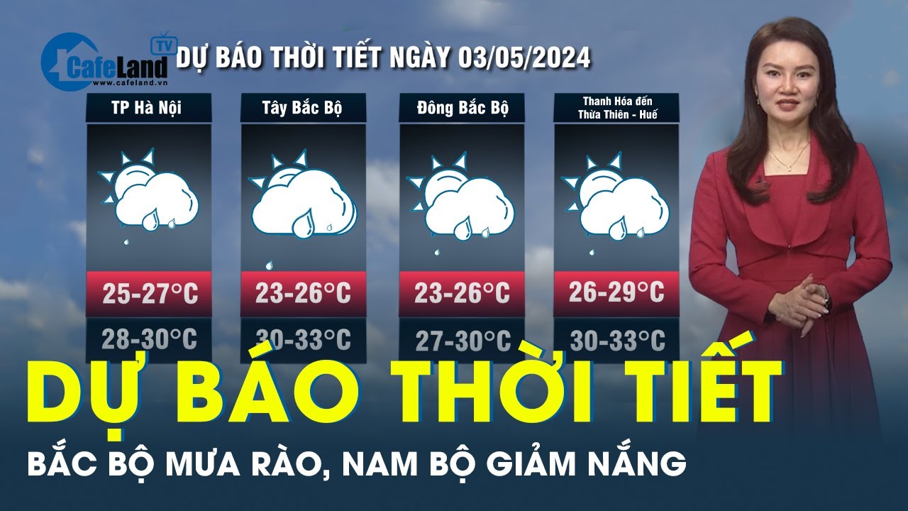 Dự báo thời tiết ngày 3/5: Bắc bộ trời mưa rào về chiều và đêm; Nam bộ giảm nhiệt