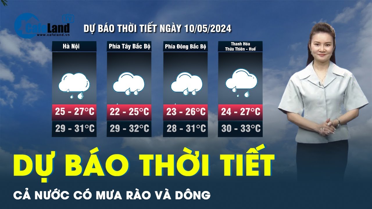 Dự báo thời tiết ngày 10/5: Cả nước có mưa rào và dông, cảnh báo về sấm sét, mưa đá