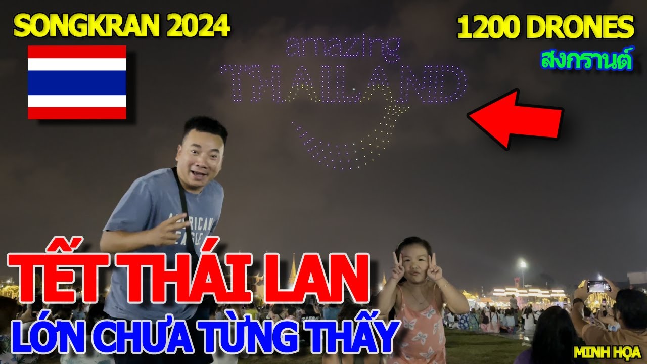 SONGKRAN 2024 - XUẤT HIỆN ĐIỀU KỲ DIỆU GIỮA BẦU TRỜI BANGKOK - KO BẮN PHÁO HOA TRÌNH DIỄN 1200 DRONE