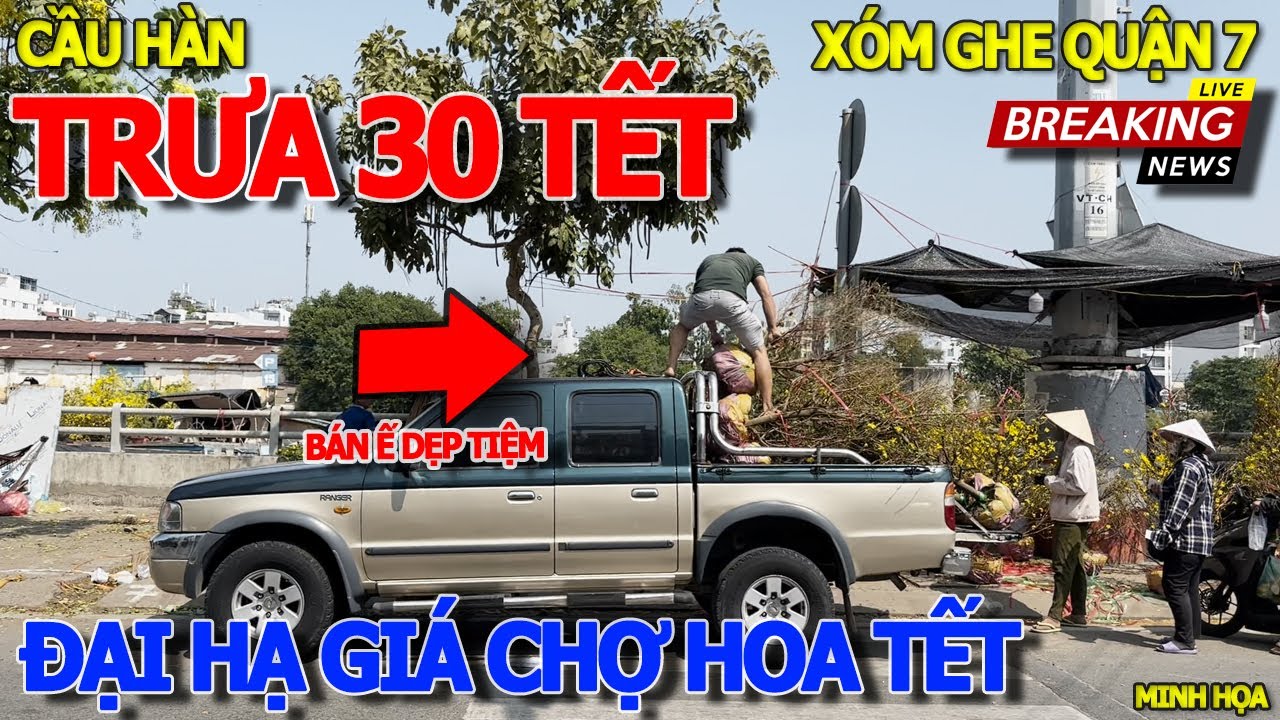 Quá xót xa VỨT BỎ CHẤT ĐỐNG - THÊ THẢM CHỢ HOA TẾT ĐẠI HẠ GIÁ XÓM GHE CẦU HÀN TRƯA 30 TẾT QUẬN 7