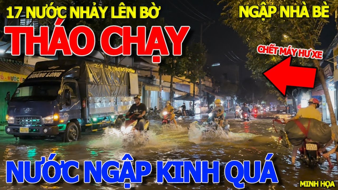 Xám hồn xanh TÁI mặt NGẬP NƯỚC CẢ BÁNH XE & NHIỀU NGƯỜI DẮT BỘ THÁO CHẠY TRƯỚC CỬA CHỢ NGUYỄN BÌNH