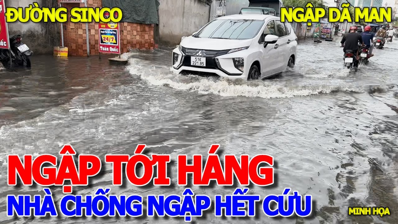 Ngập kinh hồn LỘI NƯỚC QUA ĐẦU GỐI - BÀ CON XÂY NHÀ CHỐNG NGẬP CAO CHƯA TỪNG THẤY - SINCO HỒ HỌC LÃM