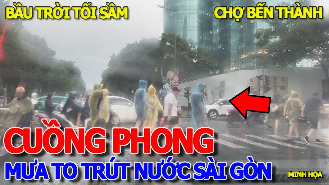 ĐỐI MẶT CƠN MƯA TO KHỦNG KHIẾP - BẦU TRỜI SÀI GÒN TỐI SẦM TRÚT NƯỚC ĐIÊN CUỒNG XUỐNG CHỢ BẾN THÀNH