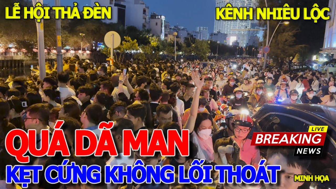 Kinh hoàng HÀNG VẠN NGƯỜI CHEN NHAU KÊNH NHIÊU LỘC CHỜ GIÂY PHÚT THẢ ĐÈN HOA ĐĂNG - CHÙA PHÁP HOA