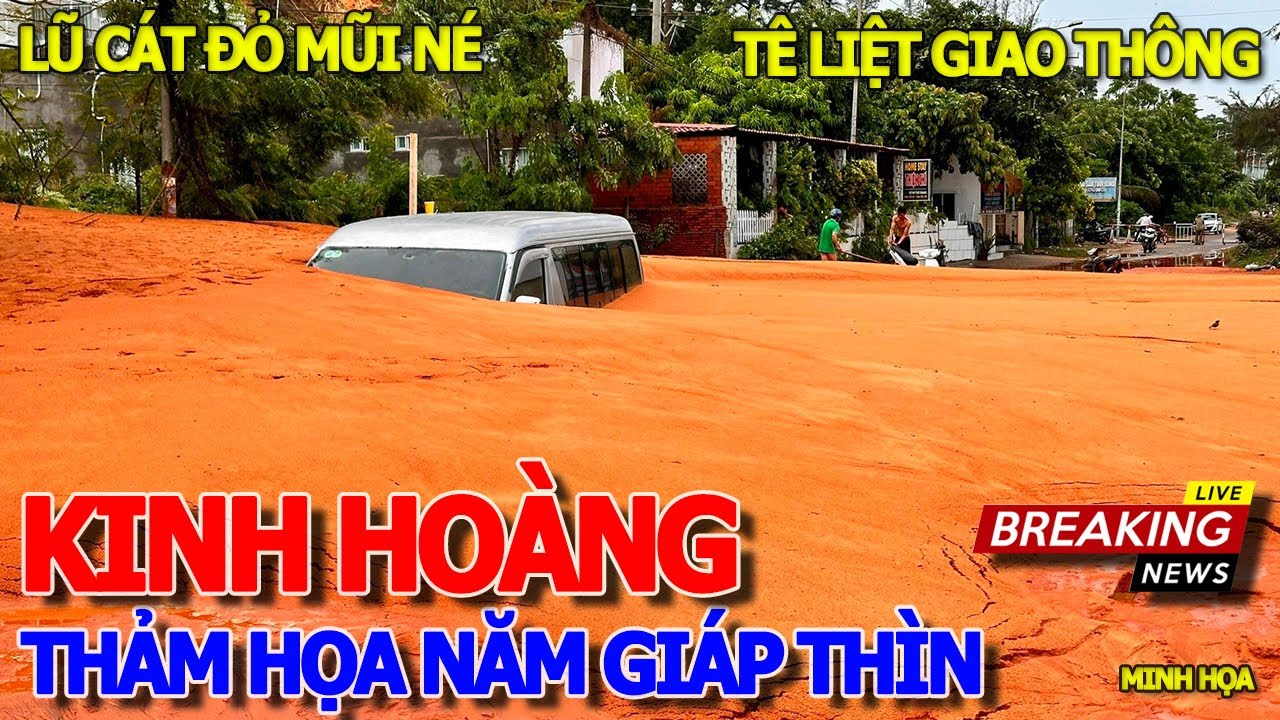 Hiện trường kinh hoàng THẢM HỌA LŨ CÁT ĐỎ VÙI LẤP TÀI SẢN NGƯỜI DÂN - TÊ LIỆT ĐƯỜNG VEN BIỂN MŨI NÉ