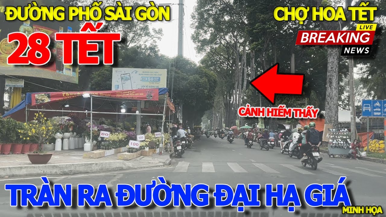 Tràn ra đường CHỢ HOA TẾT ĐẠI HẠ GIÁ KHẮP NƠI - SÀI GÒN 28 TẾT ĐƯỜNG PHỐ CẢNH TƯỢNG HIẾM THẤY