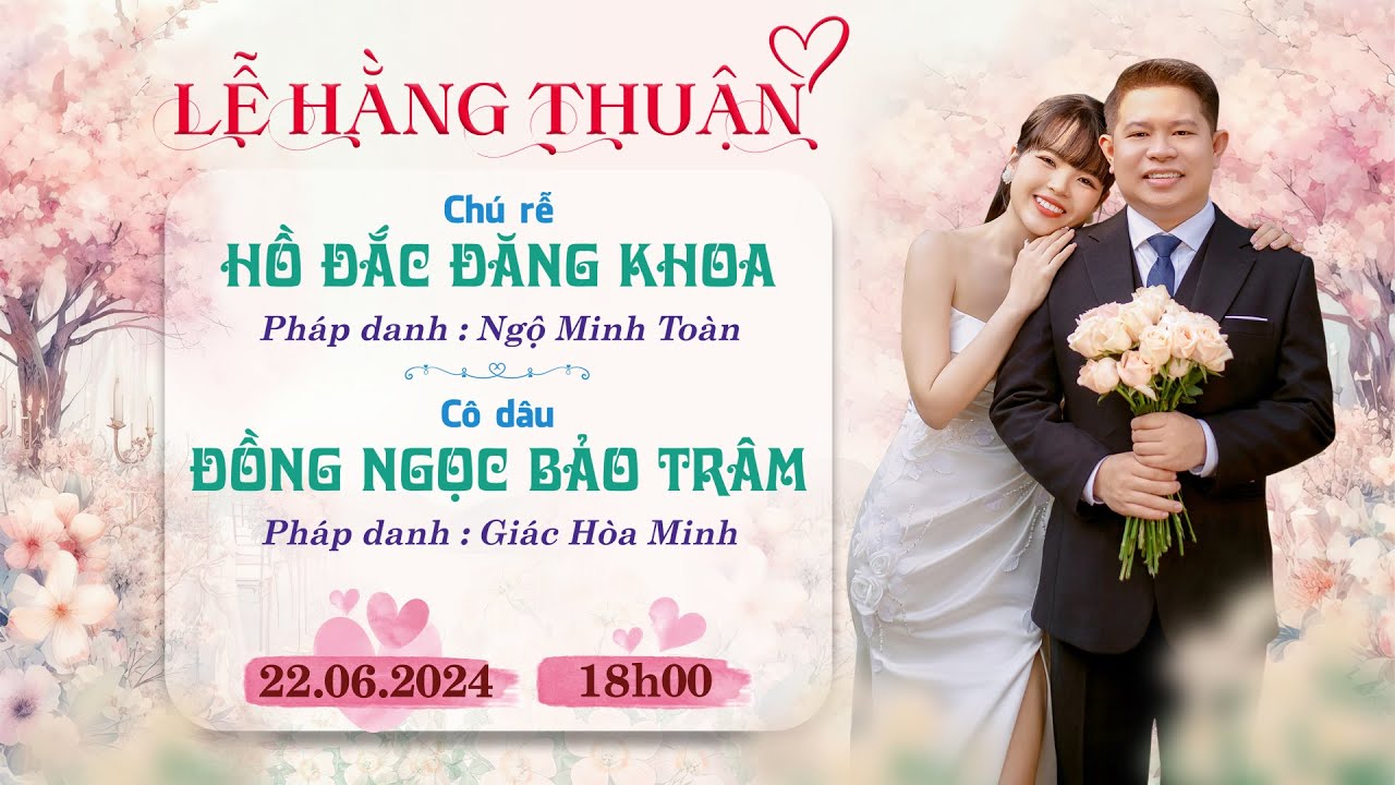 LỄ HẰNG THUẬN CHÚ RỂ ĐĂNG KHOA VÀ CÔ DÂU BẢO TRÂM TẠI CHÙA GIÁC NGỘ