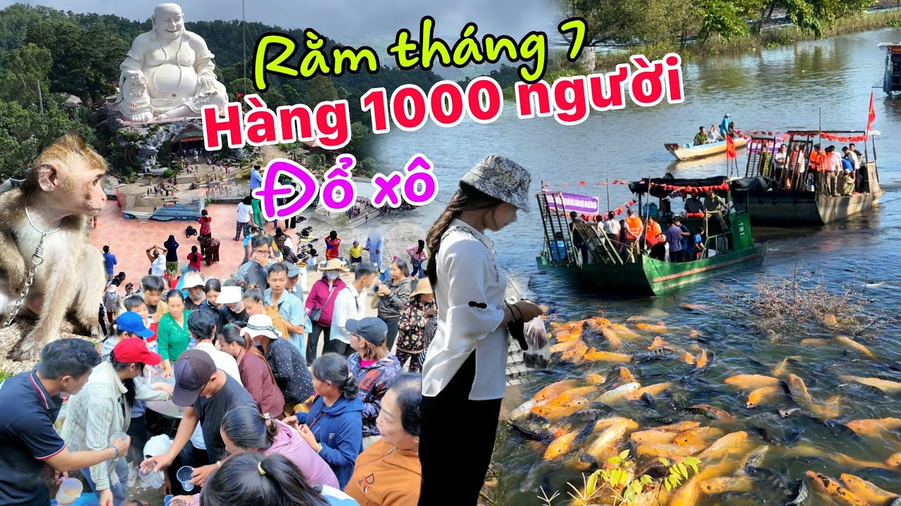 Núi Cấm Hồi Sinh - Hàng 1000 người đổ xô ra đường đi chùa Rằm Tháng 7