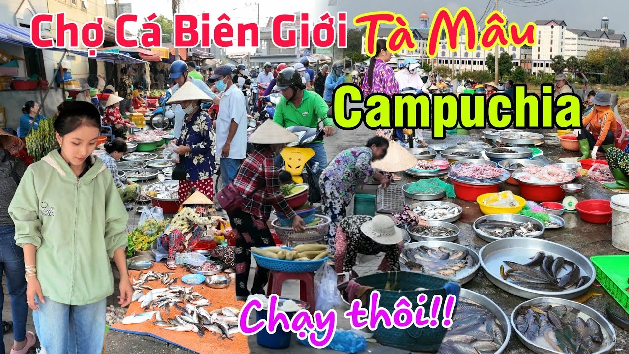 Chợ Cá Biên Giới Tà Mâu Campuchia - Bỏ chạy tán loạn chợ Châu Thạnh