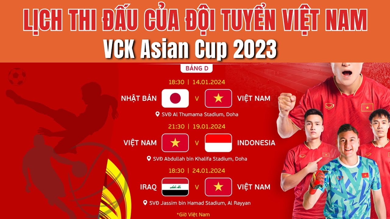 VCK ASIAN CUP 2023 : LỊCH THI ĐẤU CỦA ĐỘI TUYỂN VIỆT NAM