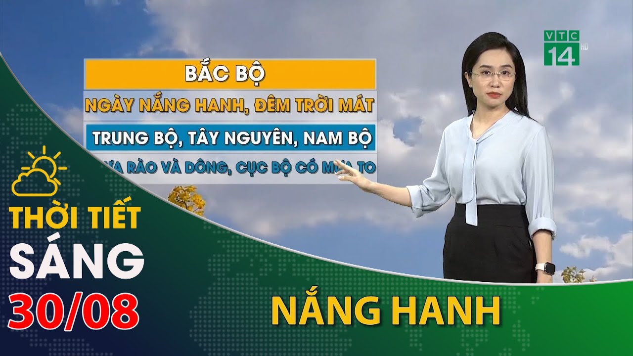 Thời tiết hôm nay 30/08/2023:Bắc Bộ, trời nắng hanh, nhiệt độ tăng nhẹ | VTC14