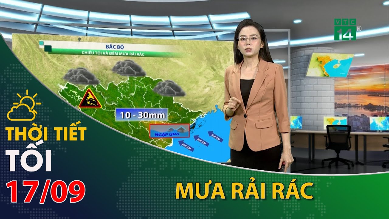 Khu vực Bắc Bộ, về chiều tối và đêm có mưa dông rải rác| VTC14