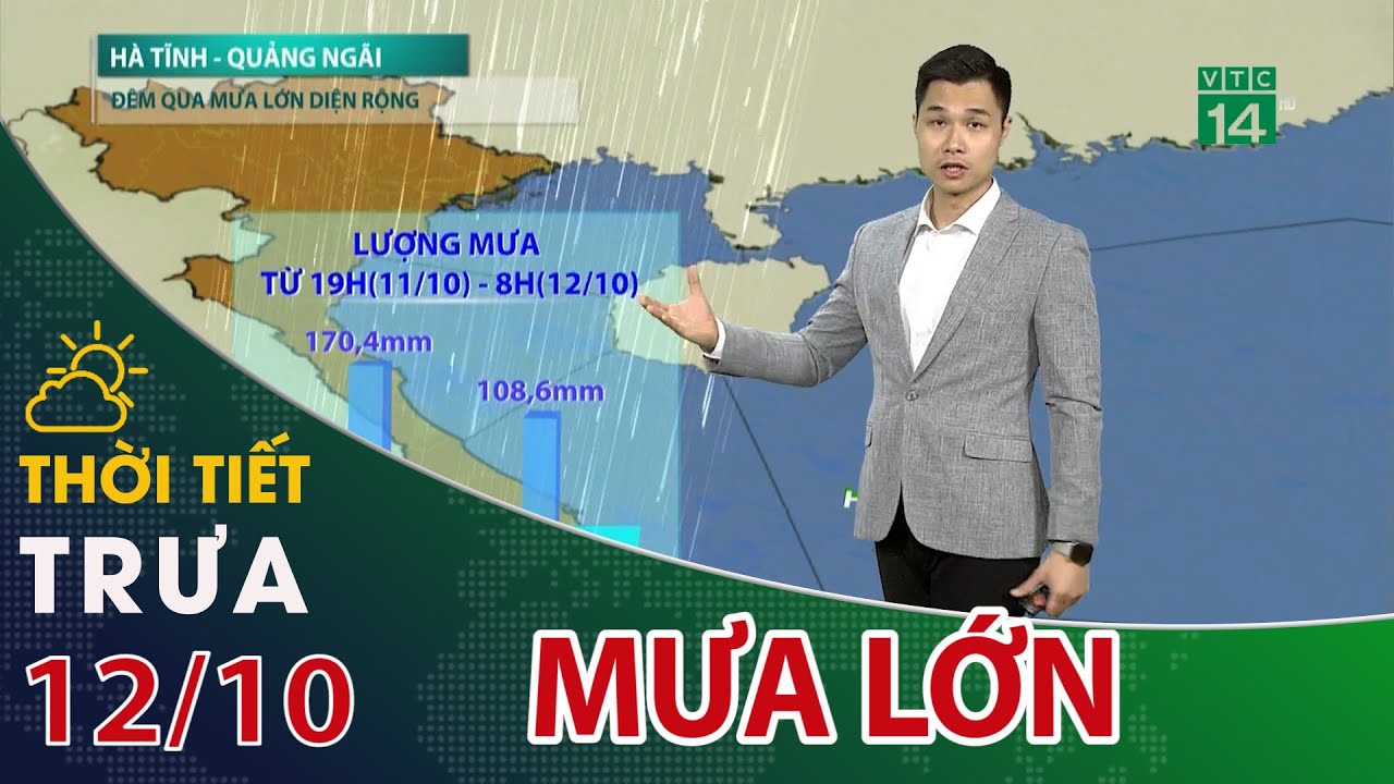 Thời tiết trưa, chiều 12/10/2023: Vùng mưa mở rộng ở miền Trung, đề phòng lũ lụt| VTC14