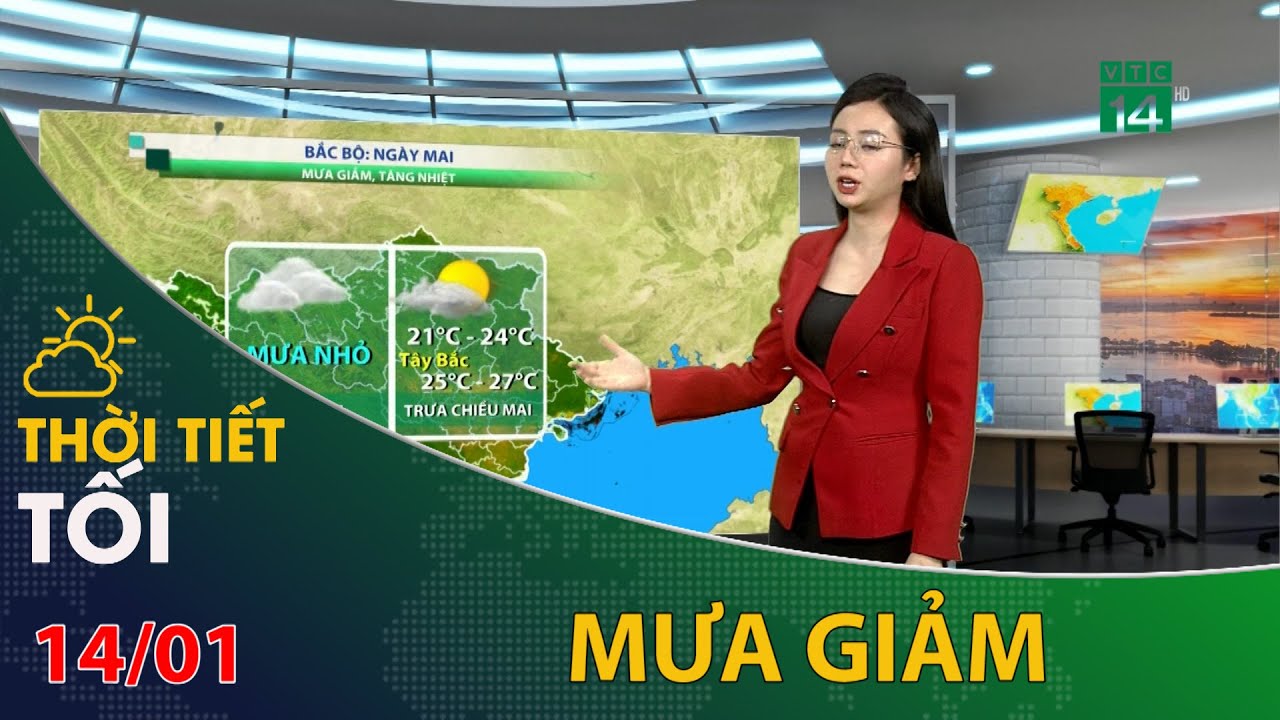 Thời tiết tối và đêm 14/01/2024: Bắc Bộ mưa giảm, nhiệt tăng | VTC14