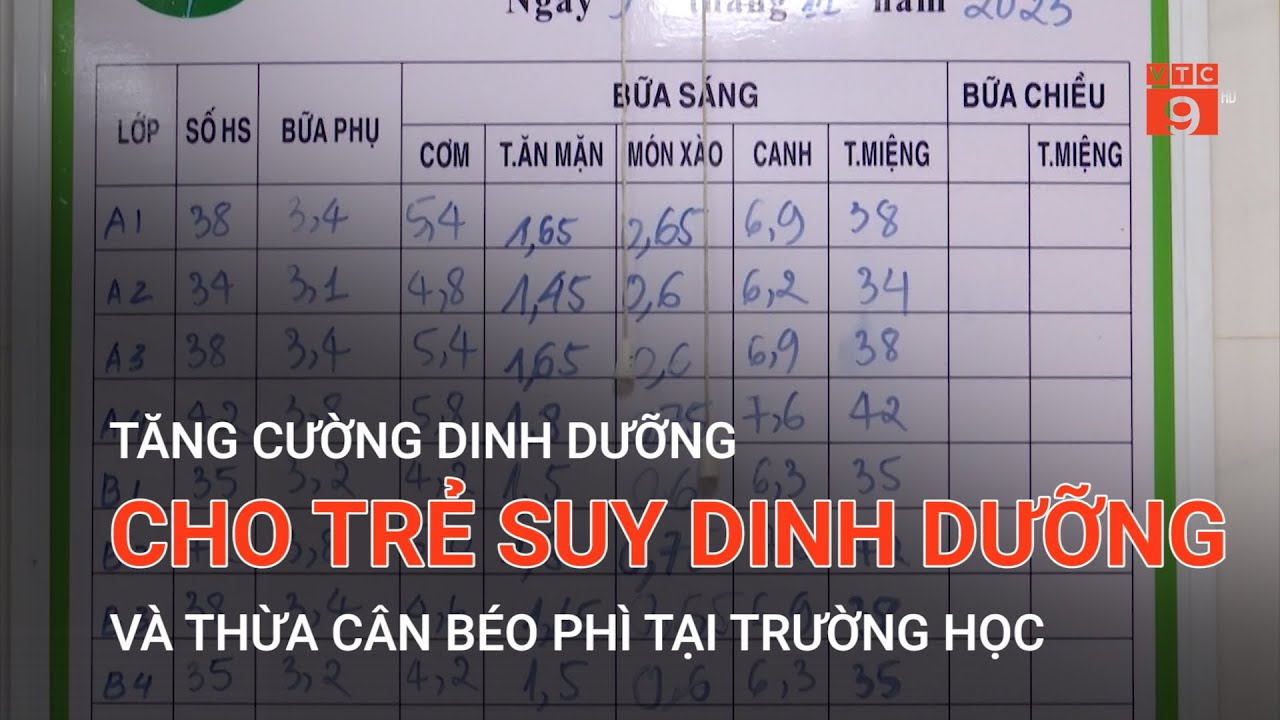 TĂNG CƯỜNG DINH DƯỠNG CHO TRẺ SUY DINH DƯỠNG VÀ THỪA CÂN BÉO PHÌ TẠI TRƯỜNG HỌC | VTC9