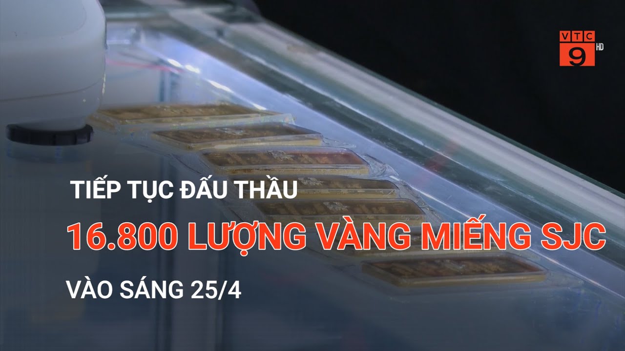 TIẾP TỤC ĐẤU THẦU 16.800 LƯỢNG VÀNG MIẾNG SJC VÀO SÁNG 25/4 | VTC9