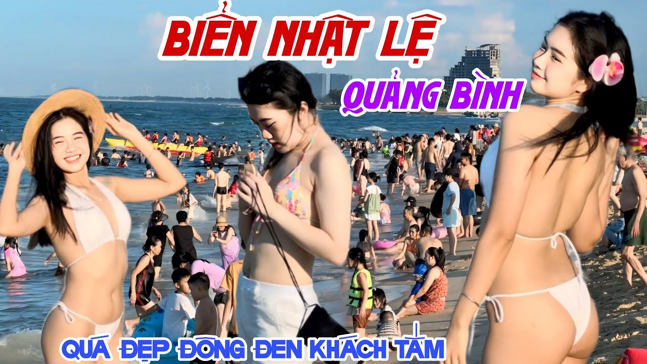 Quá Đẹp BIỂN NHẬT LỆ, QUẢNG BÌNH 2024 ĐÔNG ĐEN Du Khách Tắm Biển MIỄN PHÍ ĐẸP NGẤT NGÂY | KPVL