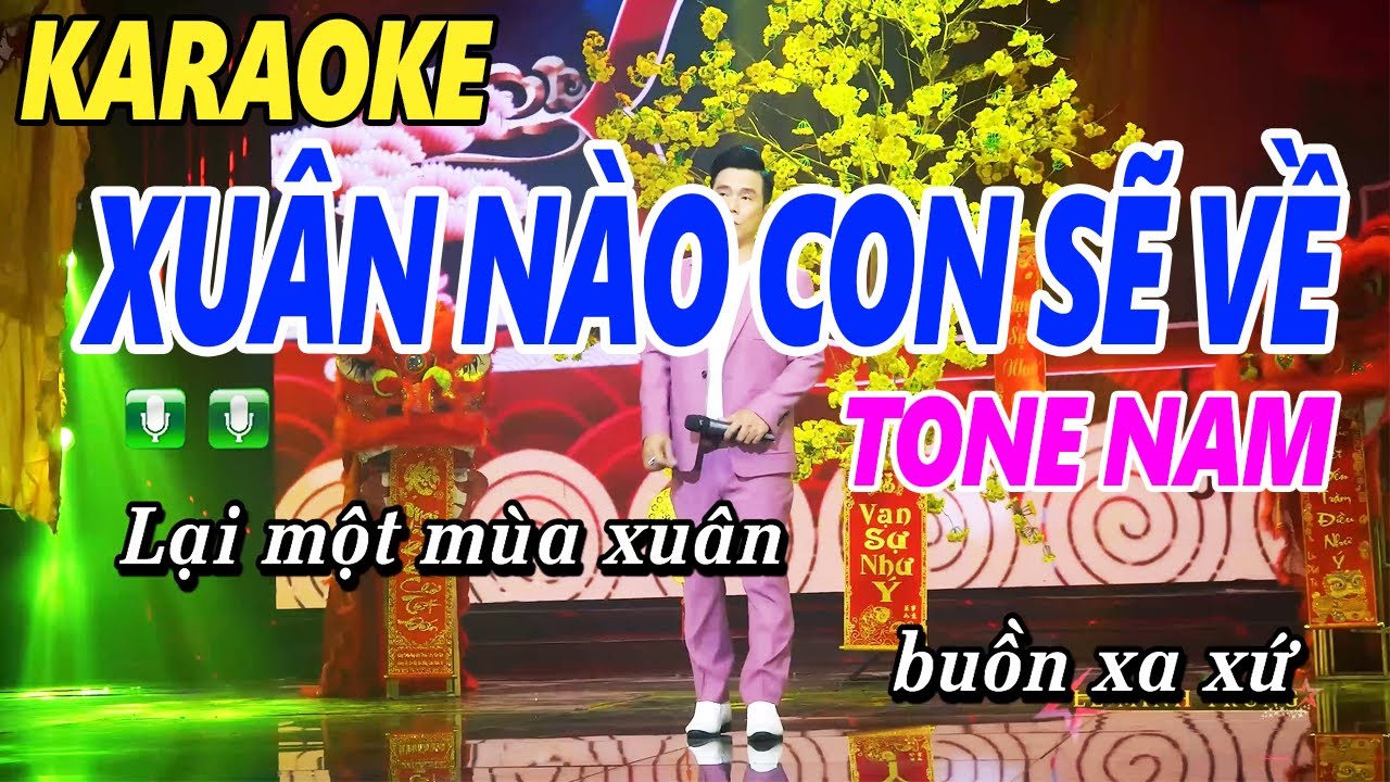 Karaoke Xuân Nào Con Sẽ Về Tone Nam Dễ Hát - Lê Minh Trung - Karaoke Nhạc Xuân 2024