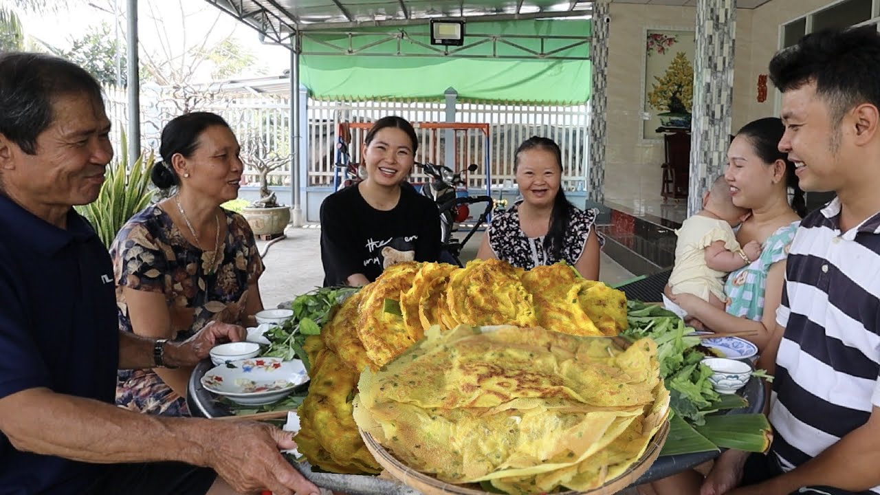 V396. Làm bánh xèo củ hủ dừa cho gia đình ăn thử và kết quả thật bất ngờ